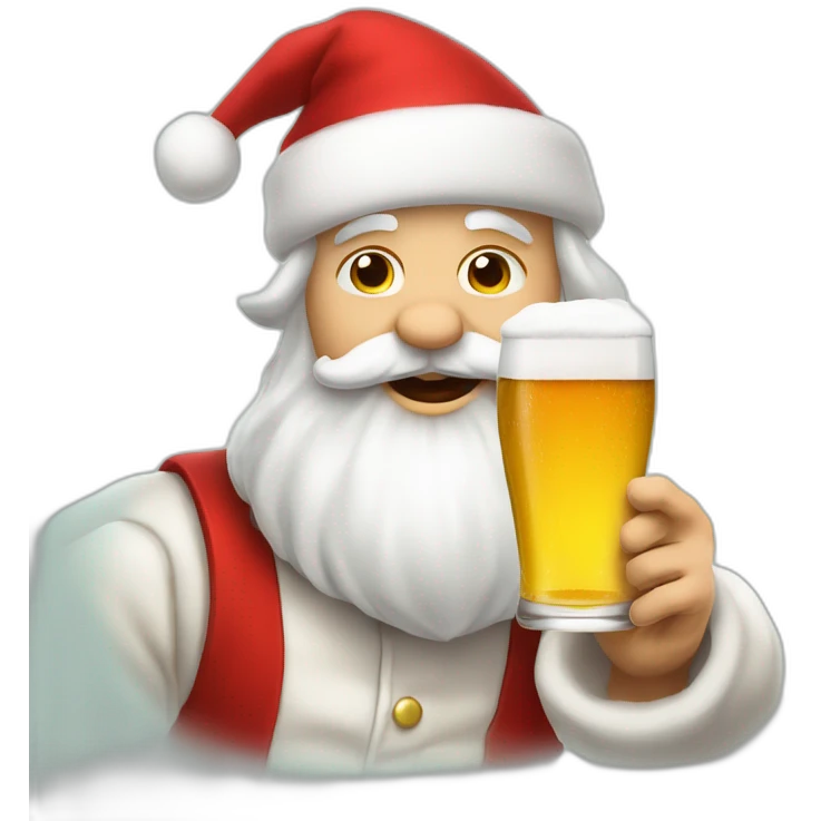 Père Noël qui offre un verre de bière à un enfant comme cadeau emoji