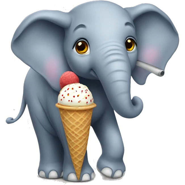 Elephant eating a ice cream cons emoji