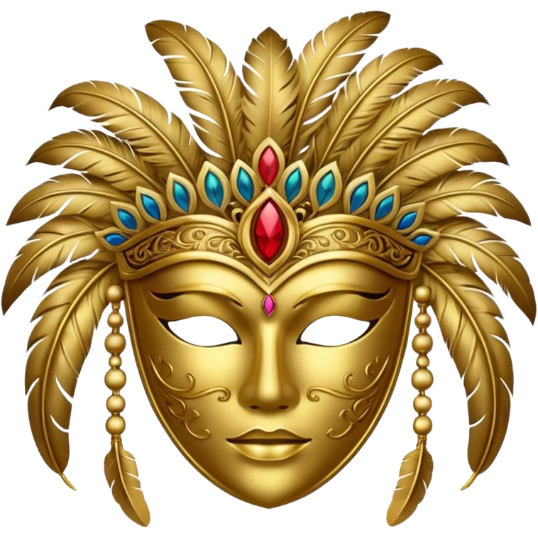 golden mask with feather emoji