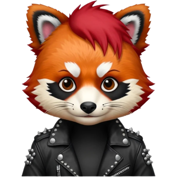 punk red panda with red and black hair emoji