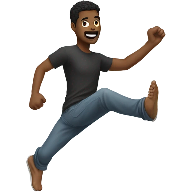 guy kicking his feet behind him emoji