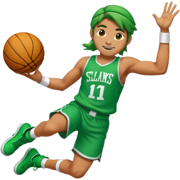 Link from Smash Bros performing a slam dunk, emoji style emoji