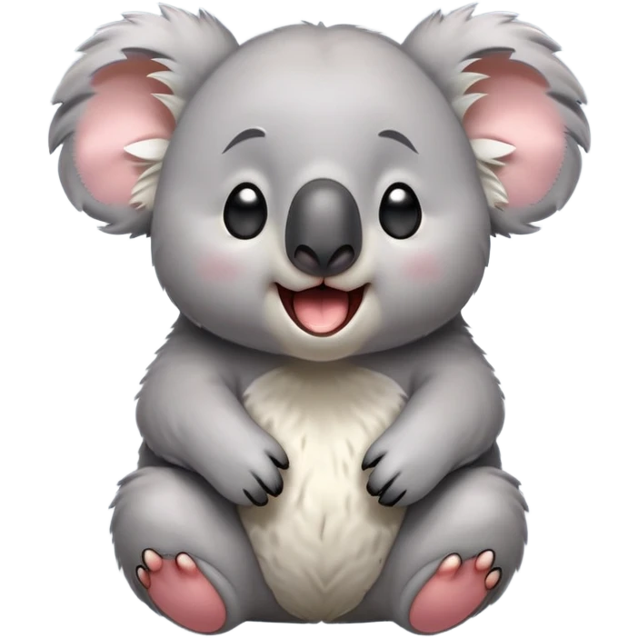cinematic-cute-yawning-koala-portrait-emoji,-head-tilted-slightly-with-a-dramatic,-wide-open-yawn,-showcasing-a-soft,-downy-grey-fur-with-drooping-ears-and-round-eyes-barely-open-in-drowsy-contentment,-simplified-yet-irresistibly-adorable, realistic fluffy emoji