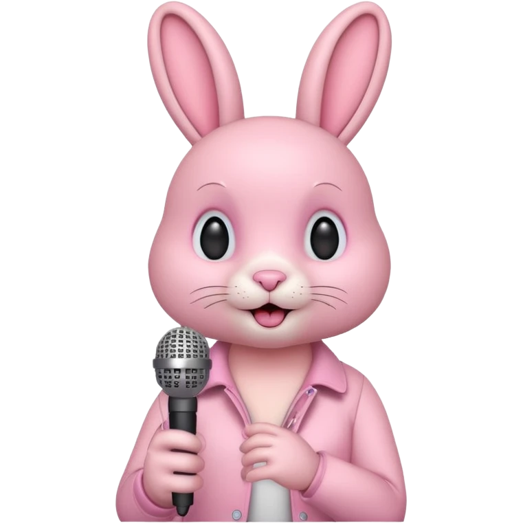 pink bunnie singing , holding mic emoji