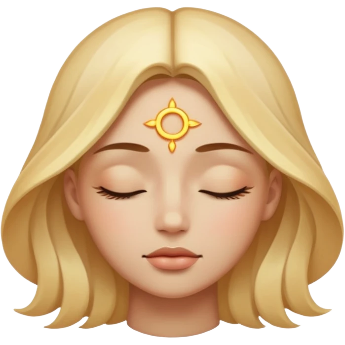 closed eye with a glowing symbol above emoji