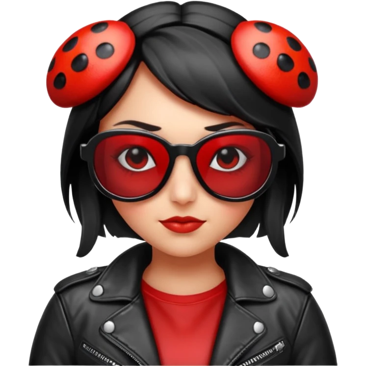 a badass ladybug with sunglasses and a leather jacket emoji