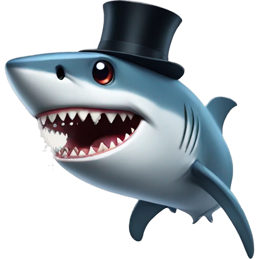Shark with a top hat emoji