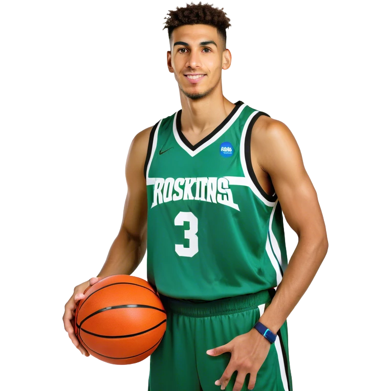 Tall white basketball player with a basketball  emoji