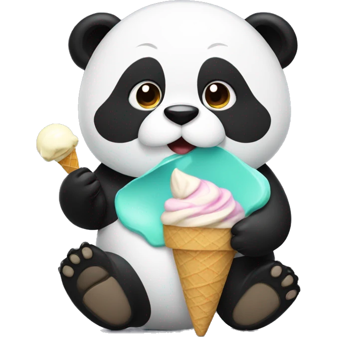 Panda eating ice cream emoji