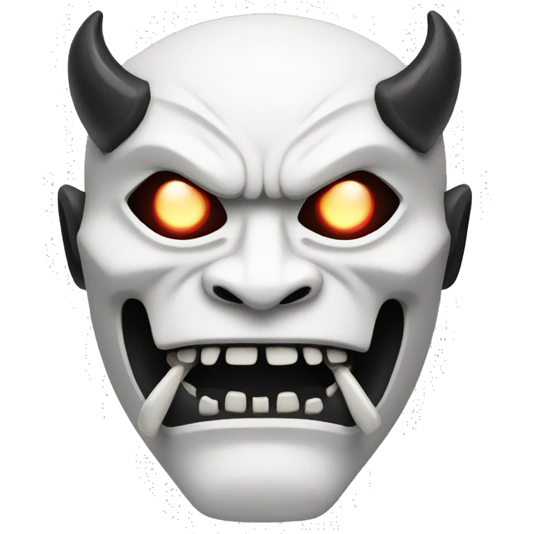 White cyberpunk oni mask with visible fangs. emoji