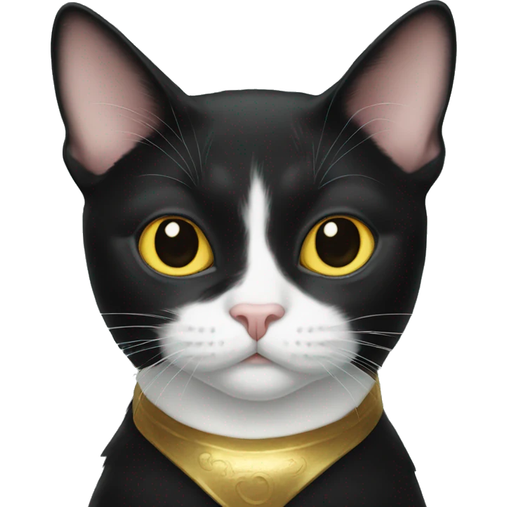 Tuxedo cat with gold eyes emoji