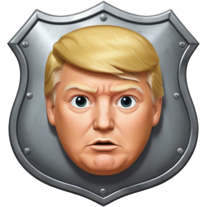 a shield with hyper realystic Donald Trump's face emoji
