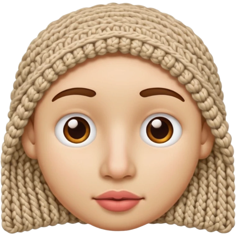 full face with nose, eyes, lips etc. look like knitted emoji