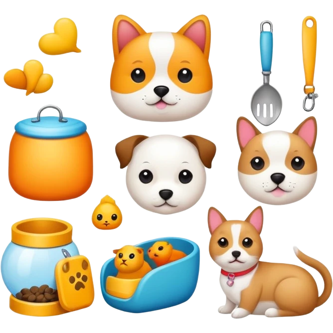 accessories for pets such as guides, houses, bird cages, aquarium and similar. emoji
