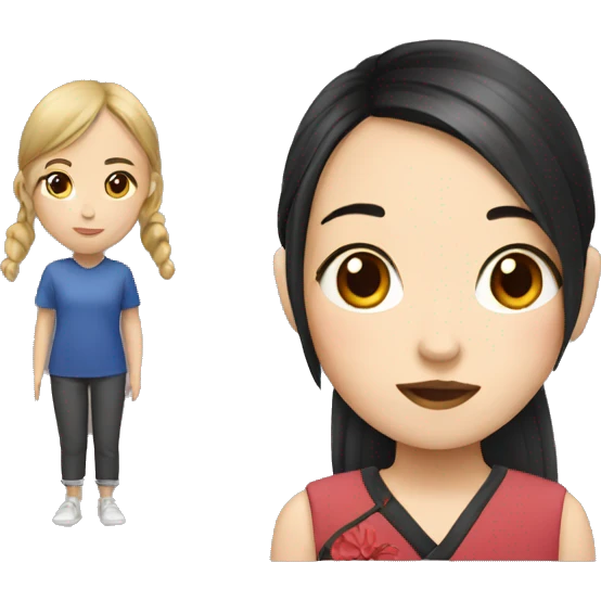girl with chinese emoji