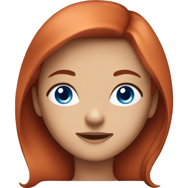 a girl with blue eyes, straight red hair emoji