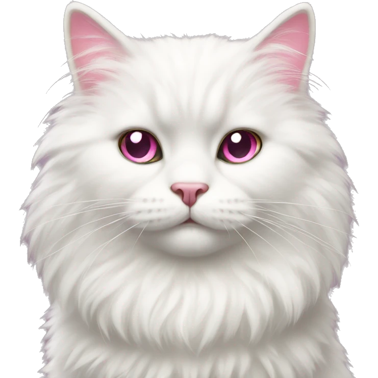 white fluffy cat with pink bow emoji