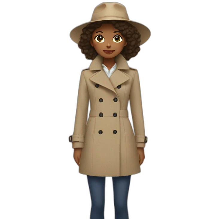 One girl sit on thé shoulders of anoteher girl and wearing one trench coat emoji