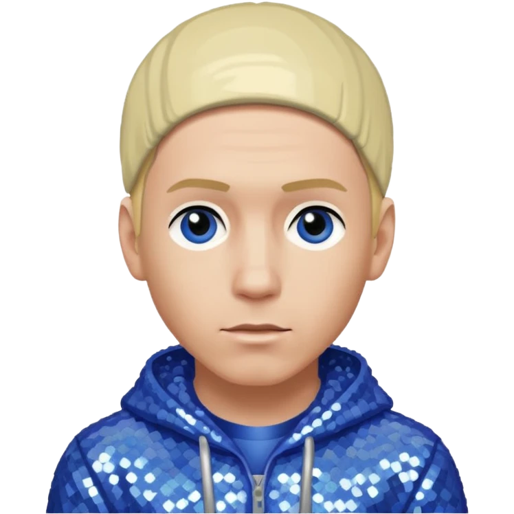 Eminem with blonde hair, periwinkle sequin outfit  emoji