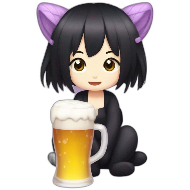 Kuromi drinks beer emoji