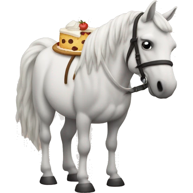 Un cavallo che mangia una torta emoji