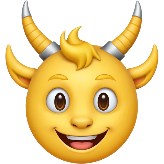 Yellow Circle laughing with horns emoji