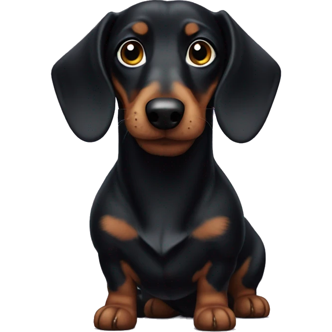 Fluffy black dachshund face emoji