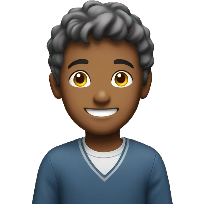 smiling boy against brick wall emoji