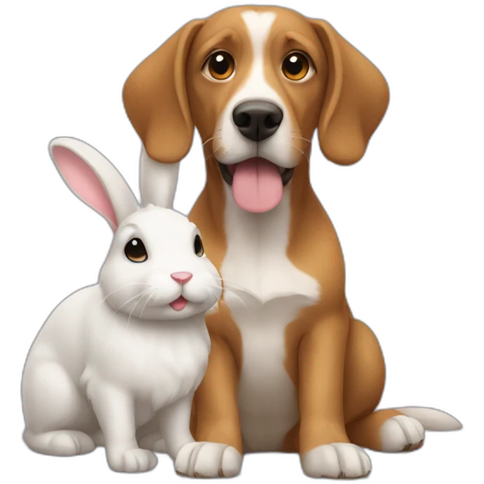 Dog with a pet bunny emoji