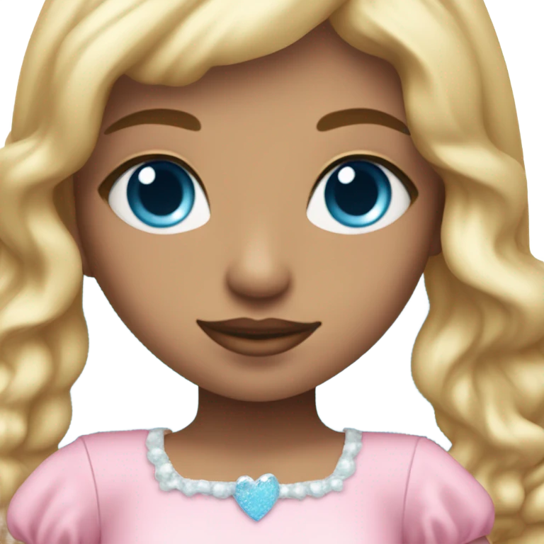 ocean blue doll eyes, blonde hair, feminine, pink, girl, angelic emoji