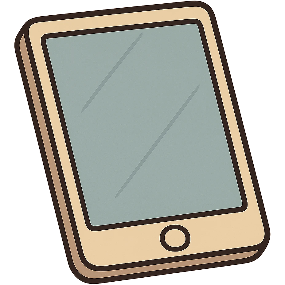 cartoon style tablet, no face emoji