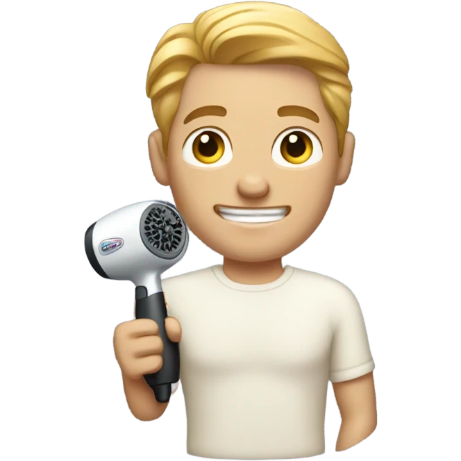 White Male god using a hair dryer  emoji