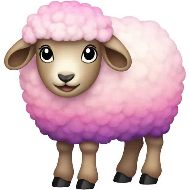 Pink ombre full body sheep with glitter emoji
