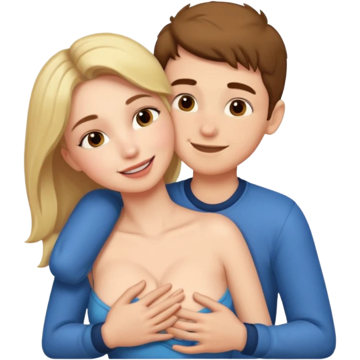 Boy kiss on boobs emoji