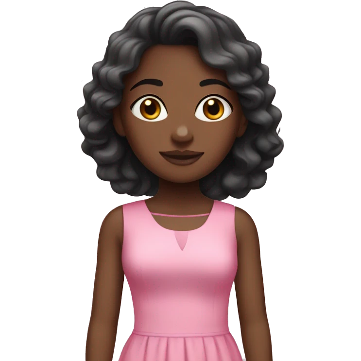 Black girl with straight hair in a pink dress emoji