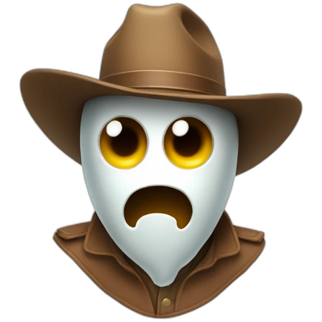 ghost wearing brown cowboy hat surprising emoji