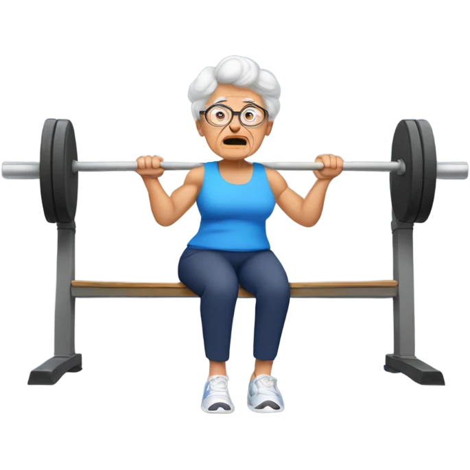 Grandma bench pressing emoji