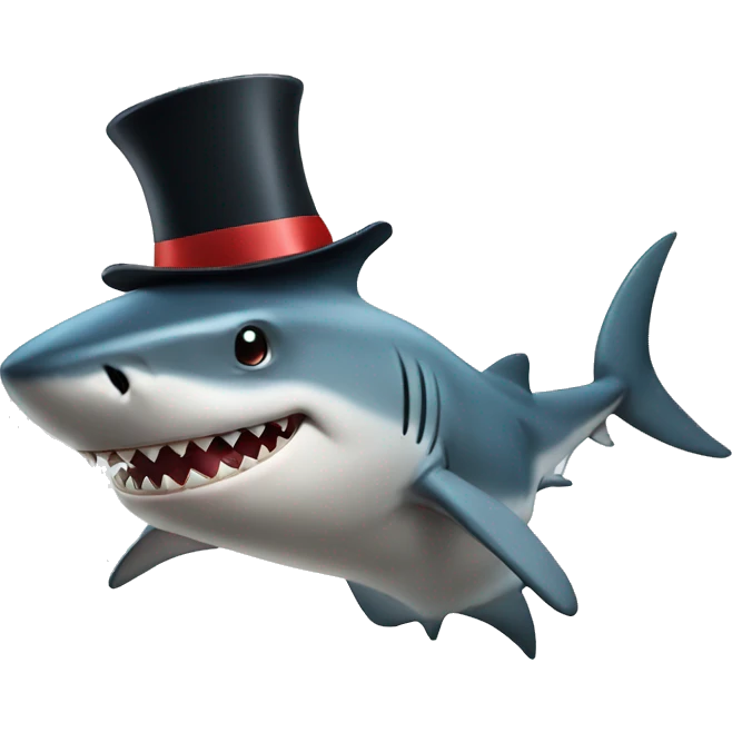Shark with a top hat emoji