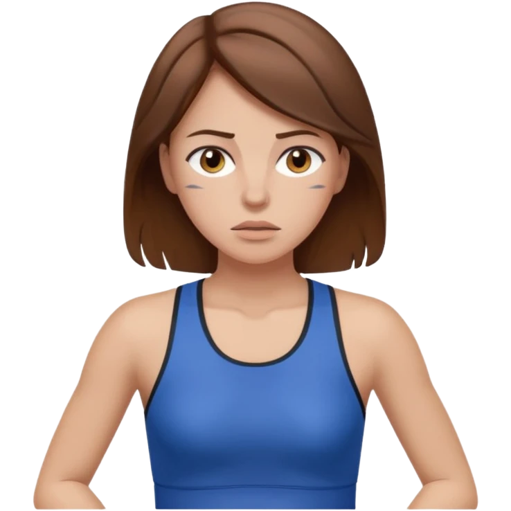 피곤해보이는, 운동복 입은 여자 / 갈색머리 emoji