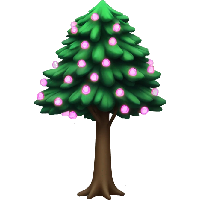 Green New year tree with pink lights emoji