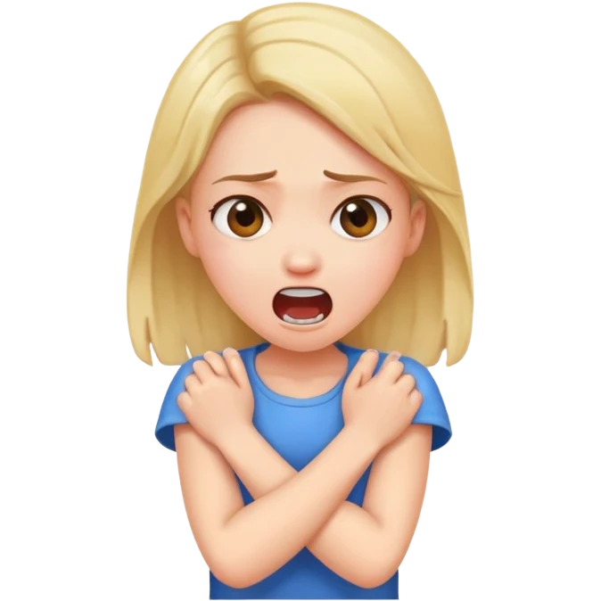 arms crossed holding neck screaming girl emoji