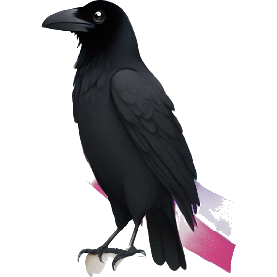 A raven holding a trans flag emoji