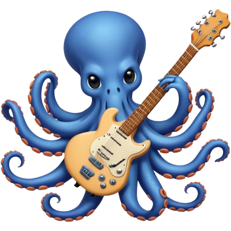 happy octopus with multiple arms playing guitar emoji