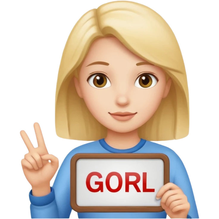 A girl holding a sign saying good girl emoji