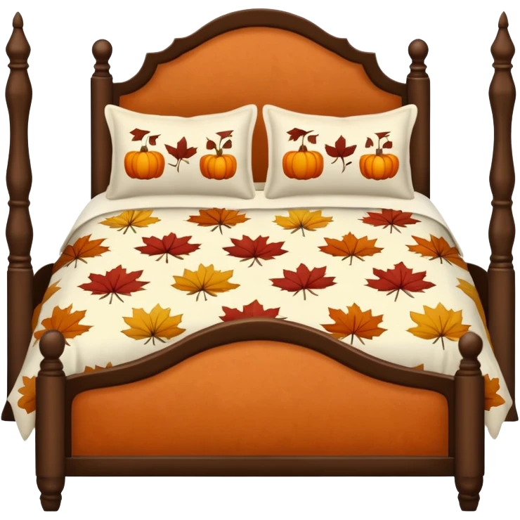 Vintage bed with fall pillows emoji