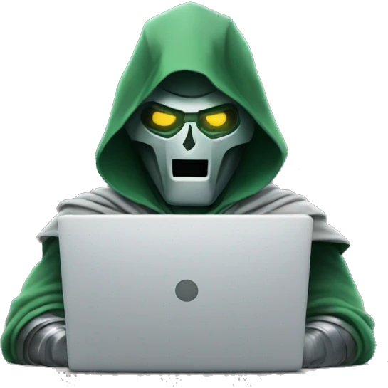 smiling dr. doom working with laptop emoji