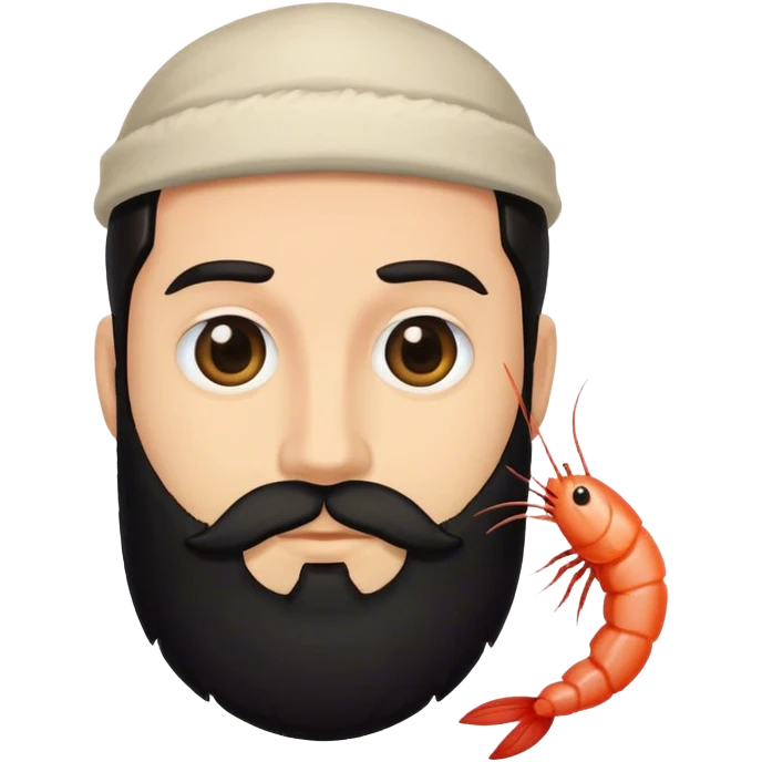 phd caucasian graduate with balck beard but is the shrimp emoji emoji