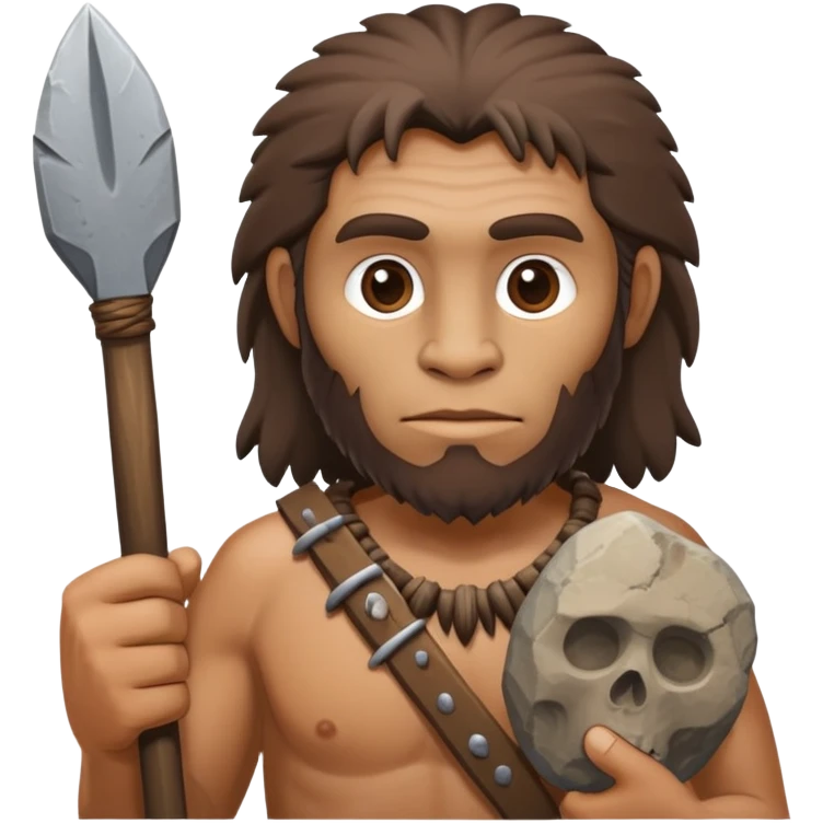 Cro-Magnon early human with primitive features and stone tools emoji