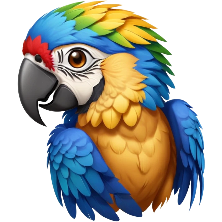 Blue eye Guy that is turning into macaw emoji
