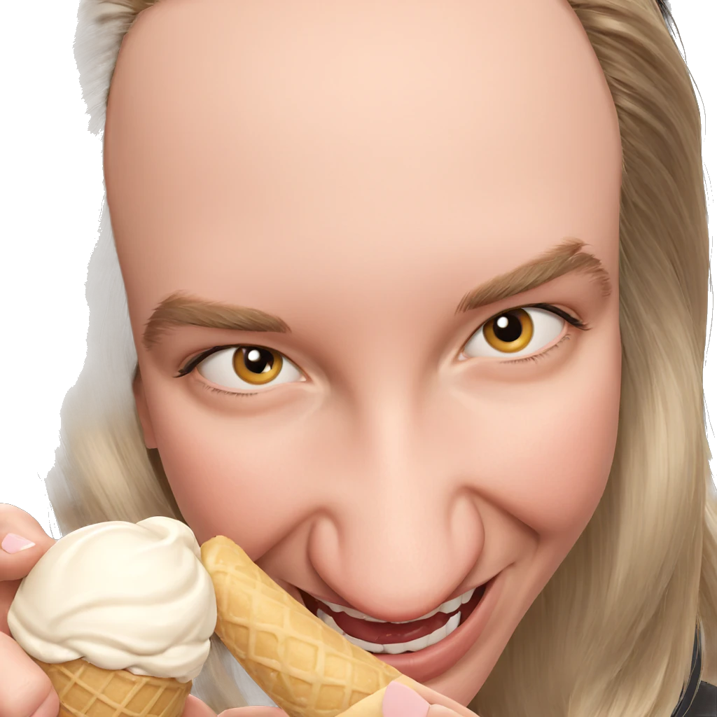 blonde girl enjoying ice cream emoji